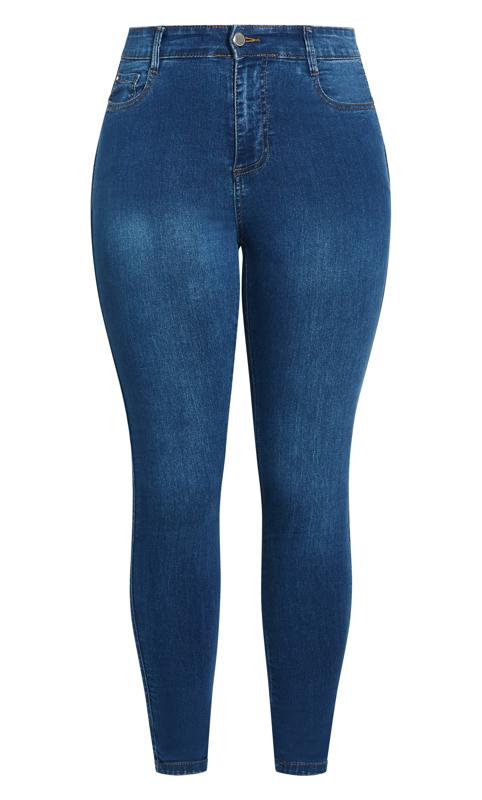 EVANS Plus Size Curve Fit Blue Mid Wash Skinny Jeans | Evans 5