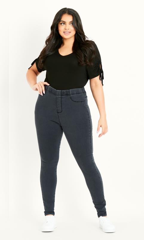 Plus Size  Evans Charcoal Grey Pull on Jegging