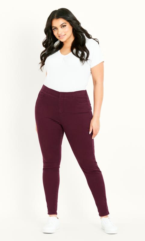 Plus Size  Evans Burgundy Red Pull On Jeggings