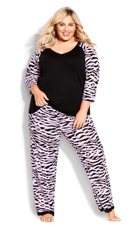 Plus Size  Avenue Purple Zebra Print Pyjama Bottoms