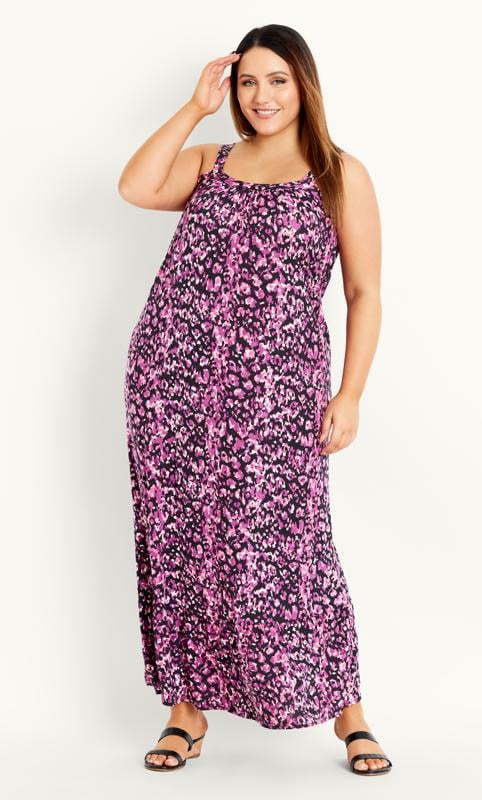 Plus Size  Evans Purple Animal Print Maxi Dress