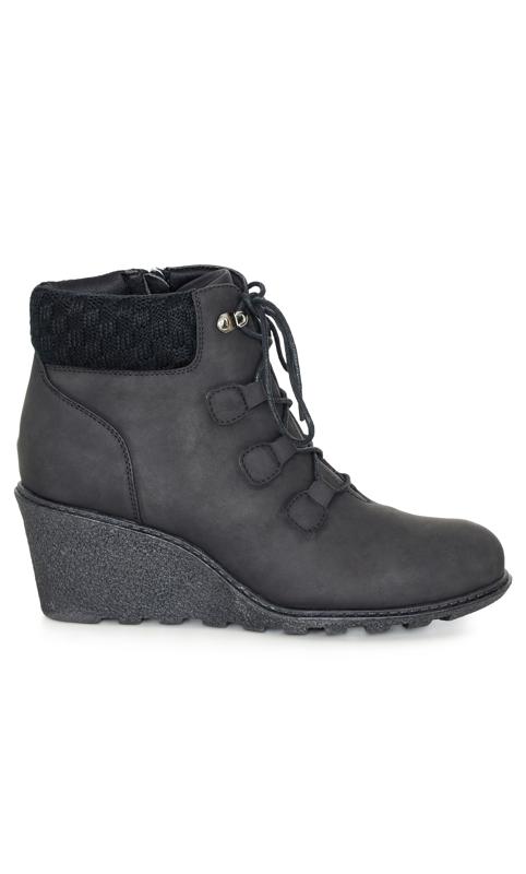 CloudWalkers Black WIDE FIT Quilted Wedge Ankle Boot 2