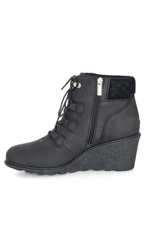 CloudWalkers Black WIDE FIT Quilted Wedge Ankle Boot 4