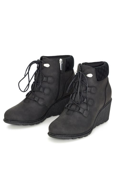 CloudWalkers Black WIDE FIT Quilted Wedge Ankle Boot 6