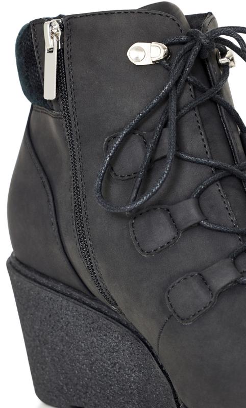 CloudWalkers Black WIDE FIT Quilted Wedge Ankle Boot 7