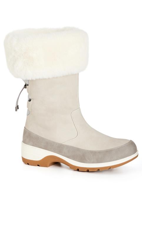 Plus Size  CloudWalkers White WIDE FIT Hailey Faux Fur Winter Boot