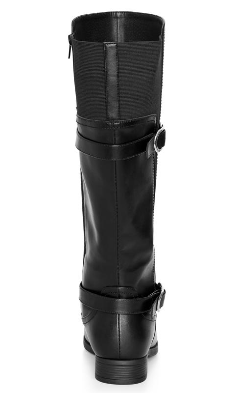 Avenue Black WIDE FIT Faux Leather Buckle Detail Knee Hight Boots 3