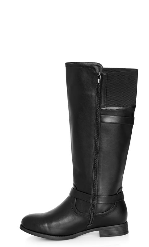 Avenue Black WIDE FIT Faux Leather Buckle Detail Knee Hight Boots 4
