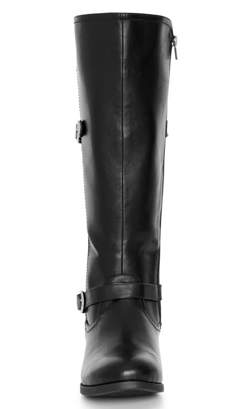 Avenue Black WIDE FIT Faux Leather Buckle Detail Knee Hight Boots 5