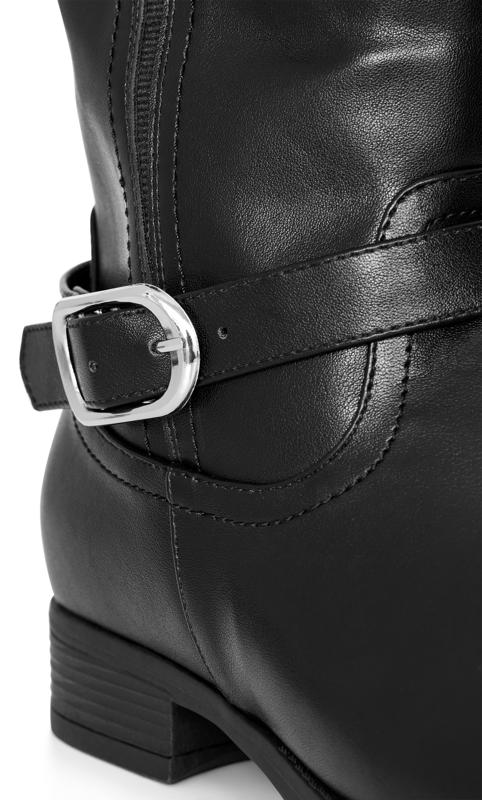 Avenue Black WIDE FIT Faux Leather Buckle Detail Knee Hight Boots 7