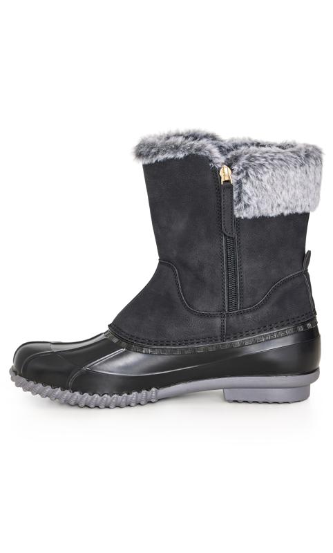 Avenue WIDE FIT Black Faux Fur Lined Embroided Snow Boots 4