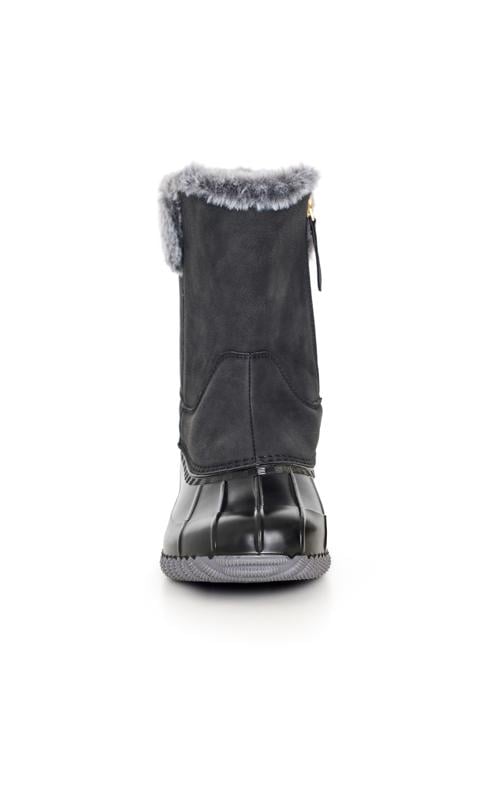 Avenue WIDE FIT Black Faux Fur Lined Embroided Snow Boots 5