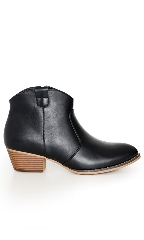 Evans WIDE FIT Black Leather Western Ankle Boots 2