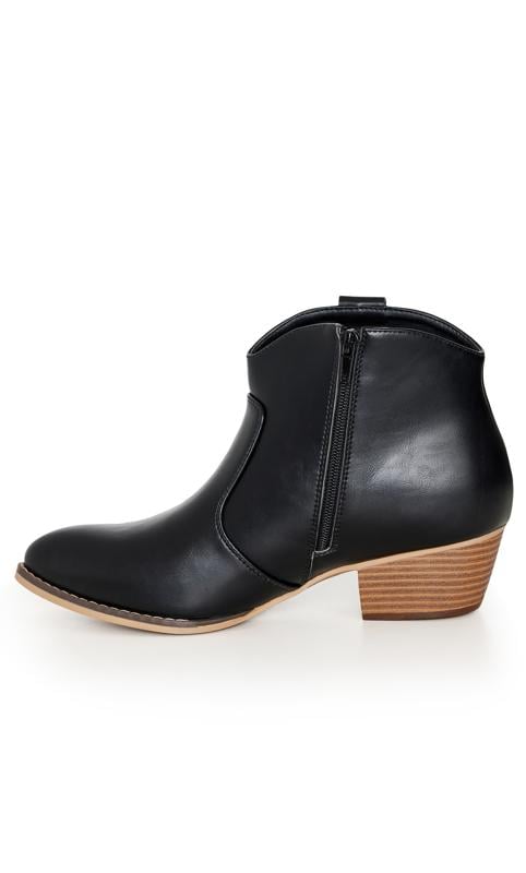Evans WIDE FIT Black Leather Western Ankle Boots 4
