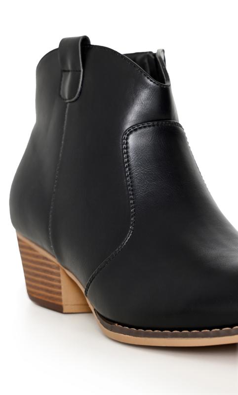 Evans WIDE FIT Black Leather Western Ankle Boots 7