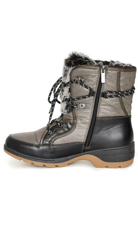 Avenue WIDE FIT Black & Grey Faux Fur Lined Snow Boots 4