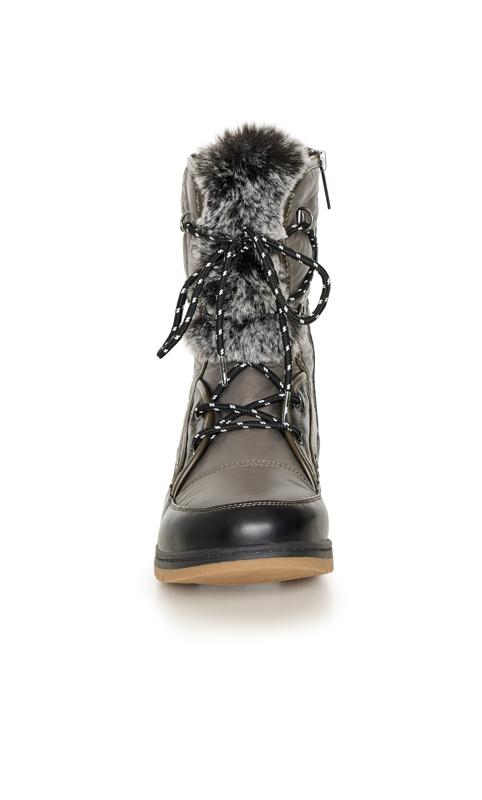 Avenue WIDE FIT Black & Grey Faux Fur Lined Snow Boots 5