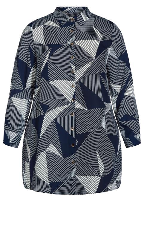 Evans Navy Celeste Longline Print Shirt 5