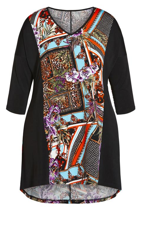 Evans Black Mixed Print Tunic Top 5