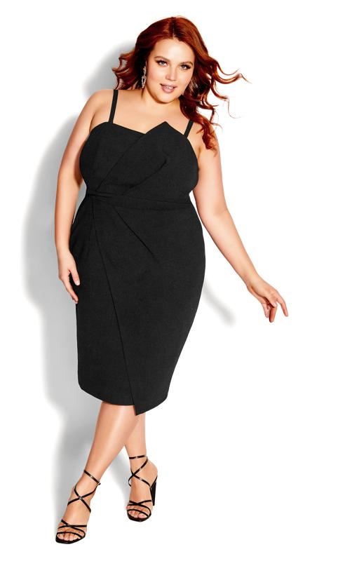 Evans Black Strapless Twisted Front Midi Body Con Dress 5