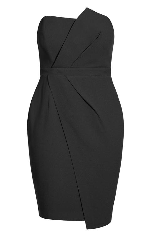 Evans Black Strapless Twisted Front Midi Body Con Dress 7