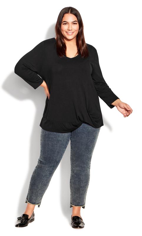 Evans Black Twist Hem Top 2