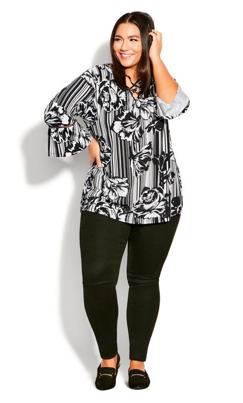 Evans Black Sandy Hill Print Top 2