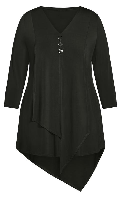Sadie V-Neck Button Front 3/4 Sleeve Black Tunic  5