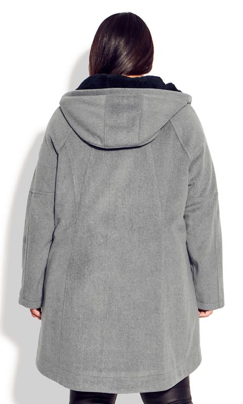 Grey Faux Wool Hood Coat 2
