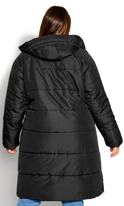 Padded Longline Hooded Black Coat 5