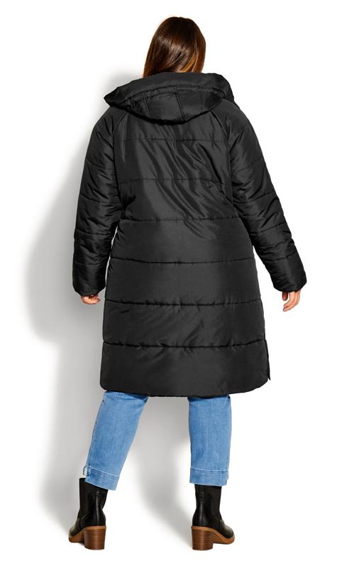 Padded Longline Hooded Black Coat 6