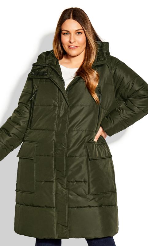 Evans Green Padded Longline Coat | Evans