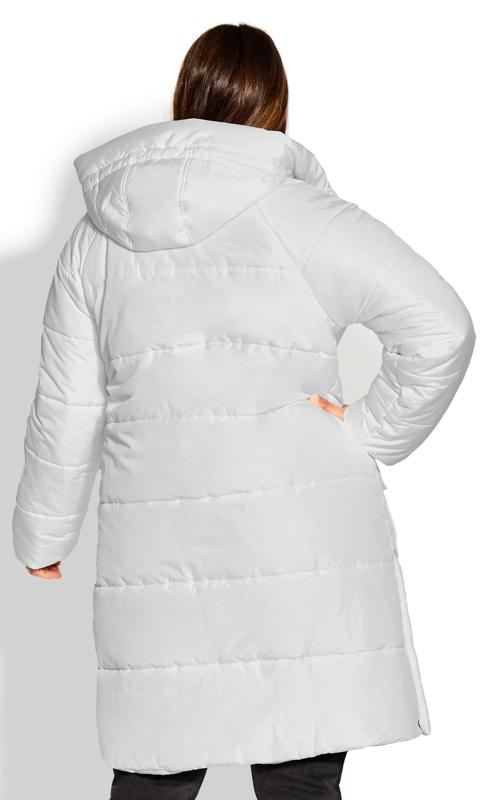 Avenue White Longline Hooded Puffer Coat | Evans 6