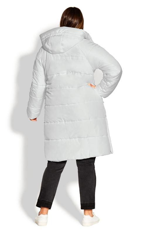 Avenue White Longline Hooded Puffer Coat | Evans 7