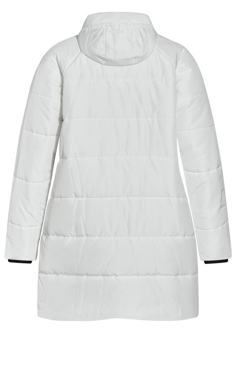 Avenue White Longline Hooded Puffer Coat | Evans 9