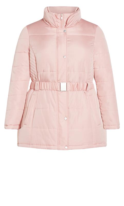 Puffer Rose Pink Belted Hood Coat 5