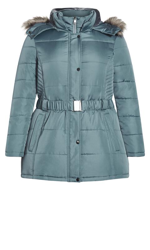 Evans Blue Puffer Belted Hood Coat 4