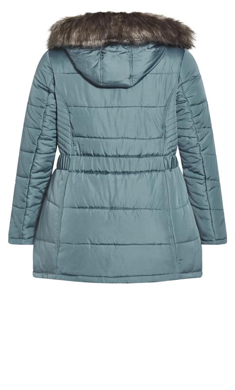 Evans Blue Puffer Belted Hood Coat 5