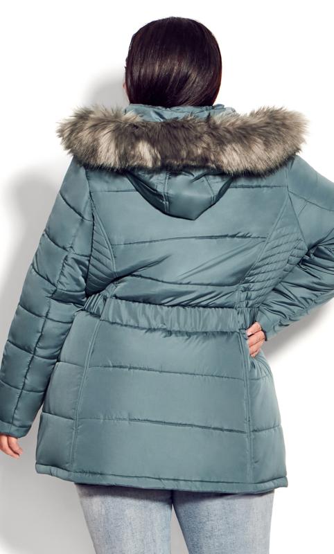 Evans Blue Puffer Belted Hood Coat 9