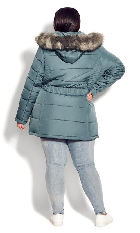 Evans Blue Puffer Belted Hood Coat 10