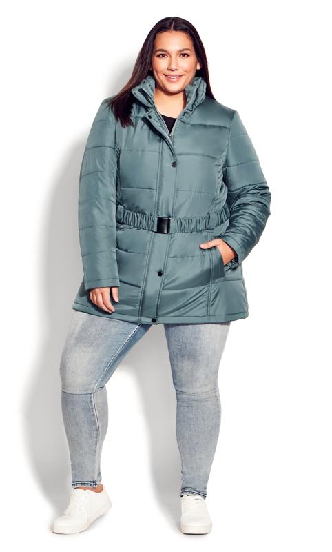 Evans Blue Puffer Belted Hood Coat 14