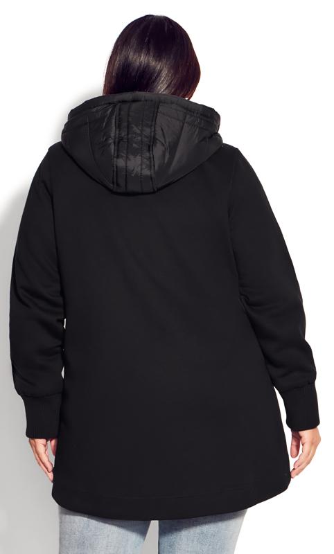 Black Fleece Hood Fashion Coat 4