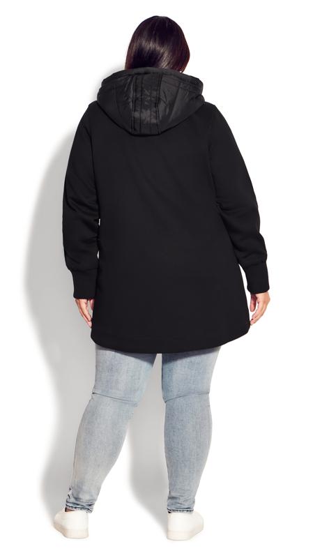 Black Fleece Hood Fashion Coat 5