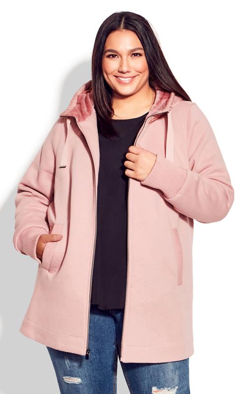 Avenue Pink Fleece Hood Fashion Coat 3