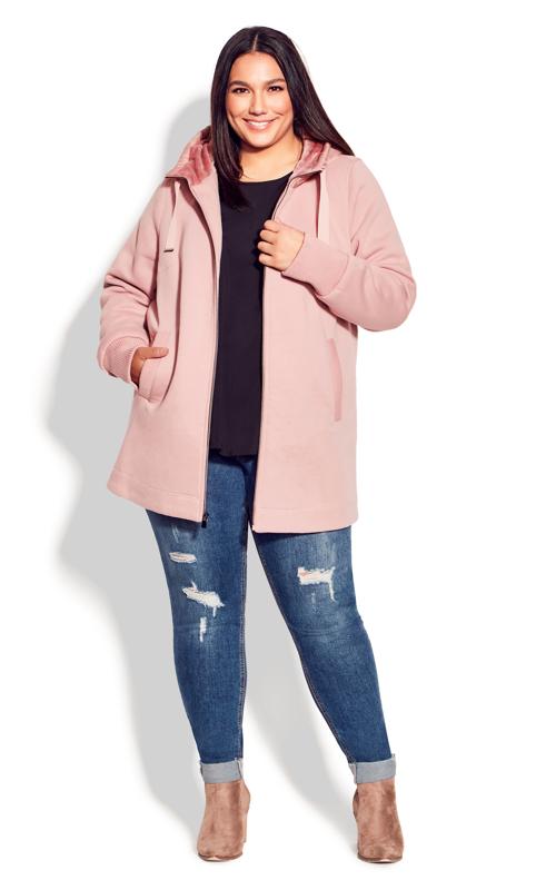 Avenue Pink Fleece Hood Fashion Coat 4