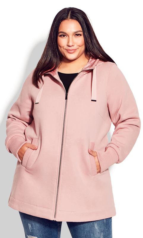 Avenue Pink Fleece Hood Fashion Coat 7