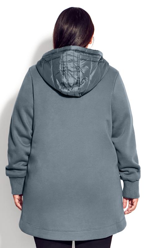 Teal Fleece Hood Fashion Coat 4