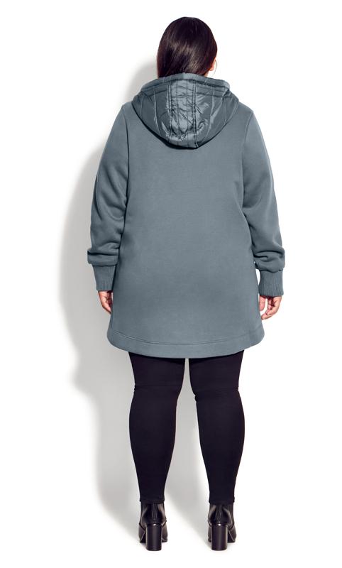 Teal Fleece Hood Fashion Coat 5