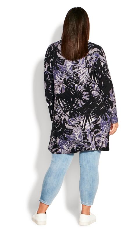 Evans Black & Purple Palm Print Long Sleeve T-Shirt 5