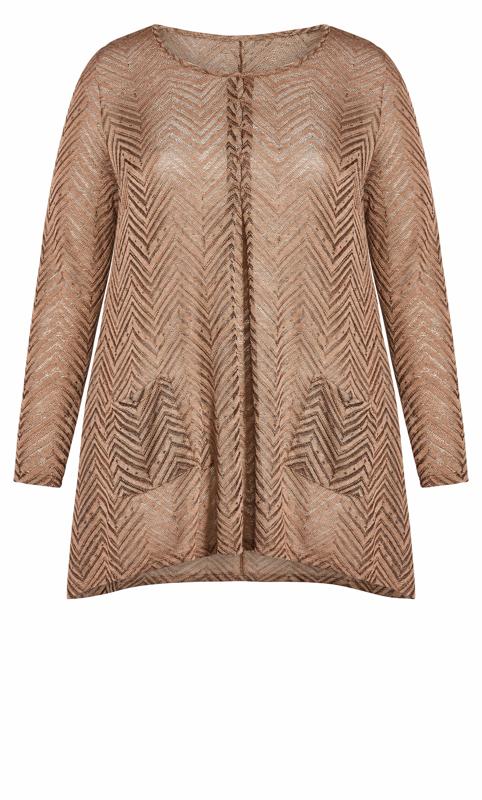 Evans Natural Brown Chevron Long Sleeve Top 6